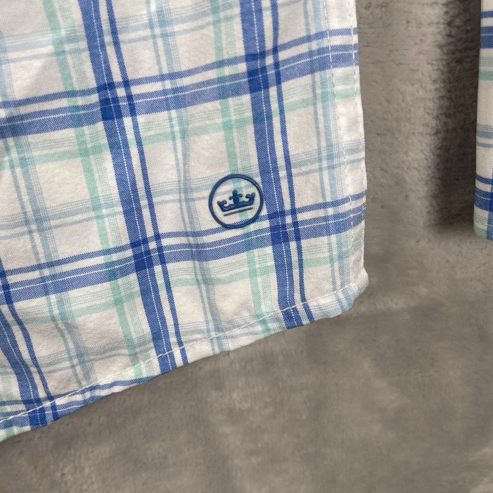 Peter Millar Shirt Mens Medium Crown Crafted Button Up Plaid Long Sleeve Casual